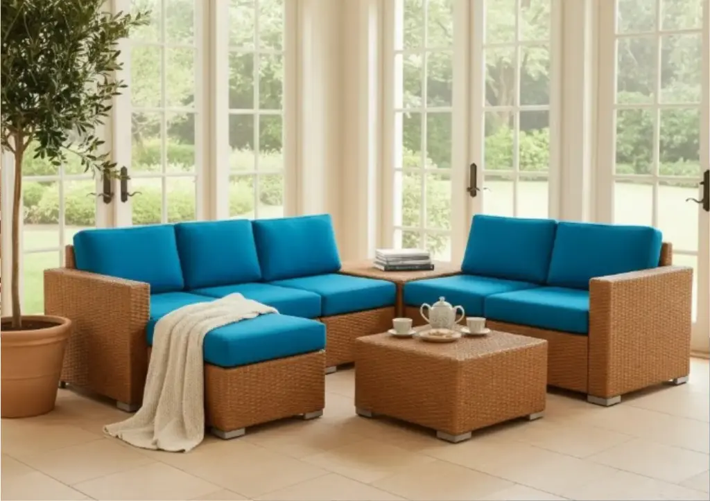  MOB JUEGO DE SALA DE 6 PLAZAS-BASAL (Verde (VER07LU), BLANCO)